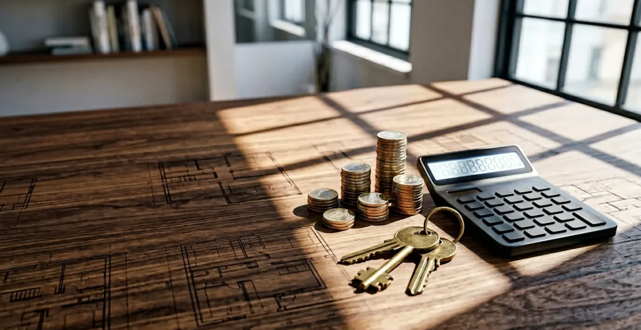 Calcolo del carico fiscale su immobile da investimento con documenti e calcolatrice