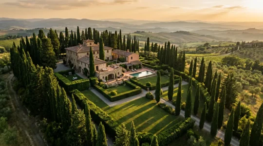 Villa di lusso con elementi di privacy e sicurezza