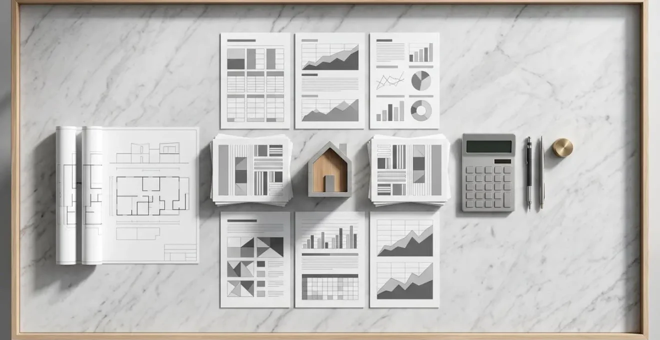 Documenti finanziari organizzati su scrivania professionale per richiesta mutuo