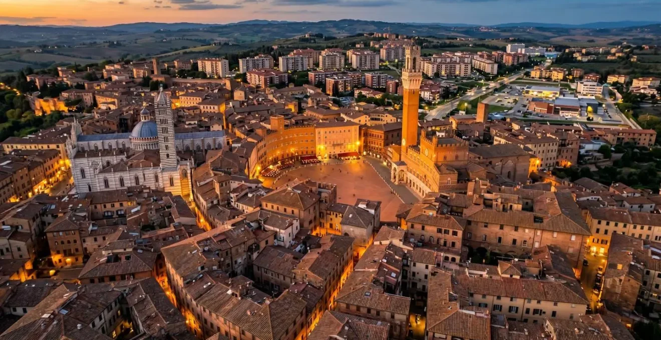 Vista aerea di quartiere residenziale italiano con evidenziazione delle zone di valore
