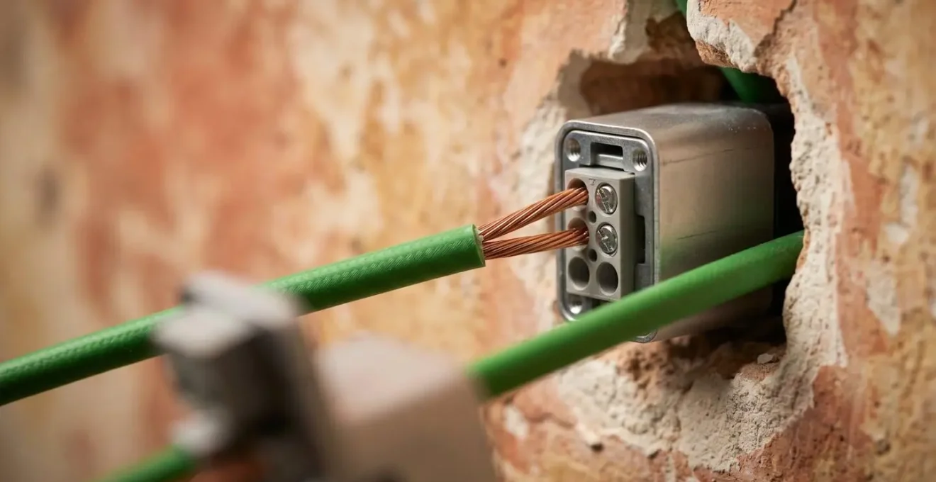Dettaglio ravvicinato installazione componenti KNX in villa storica