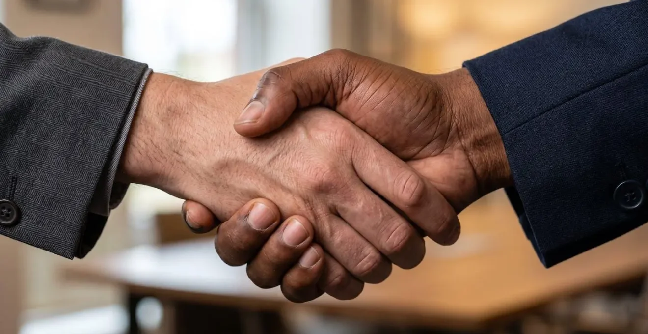 Stretta di mano professionale che suggella un accordo immobiliare
