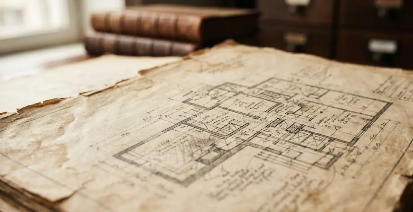 Archivio storico con planimetrie originali e documenti d'epoca